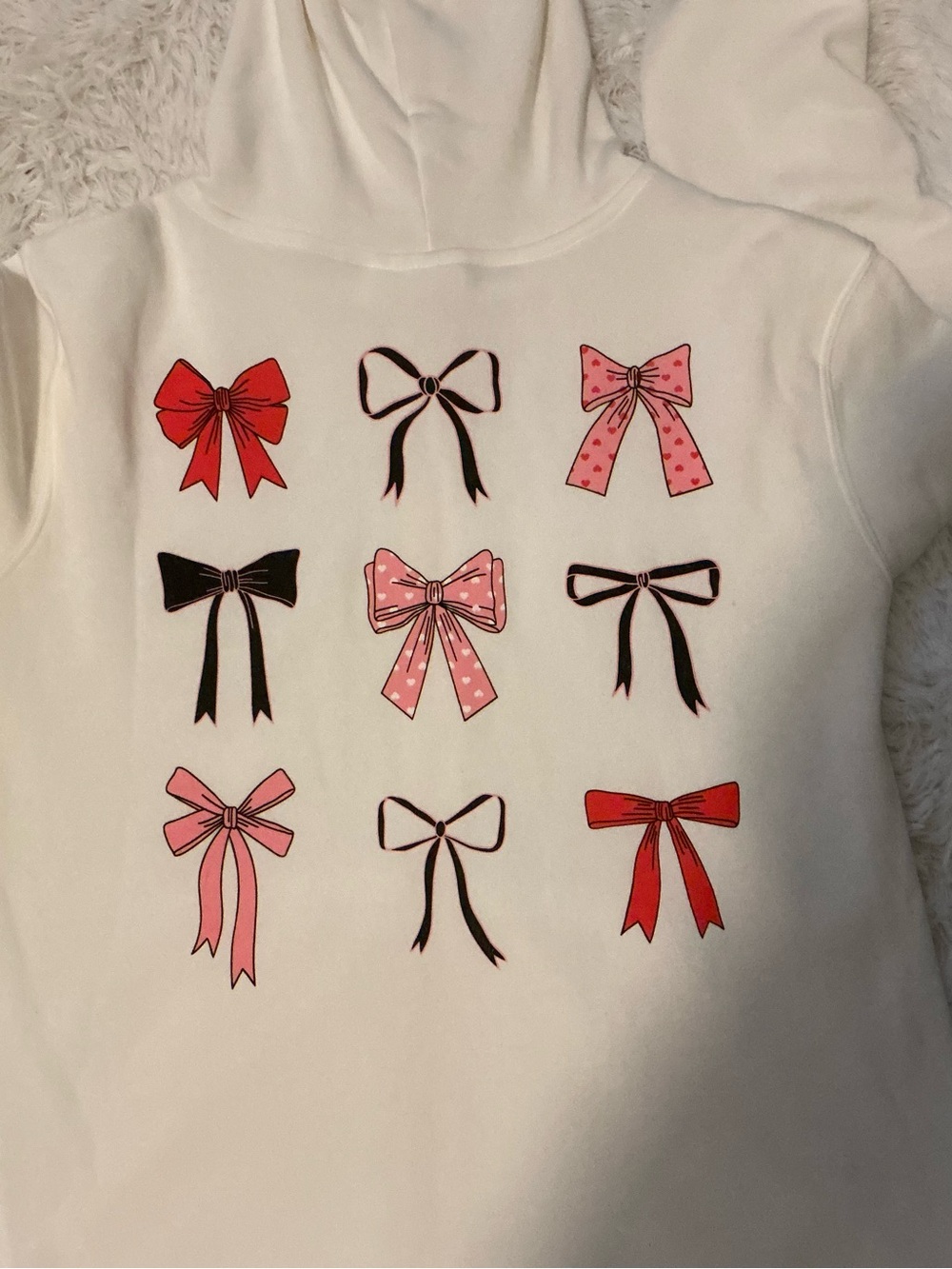 Coquette Soft girl Ivory Bow Zip-Up Hoodie – NWT – Juniors Large - Picture 5 of 7